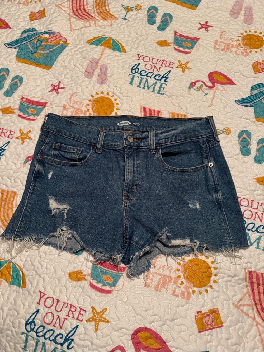 Old Navy Distressed Dark Blue Denim Jean Shorts